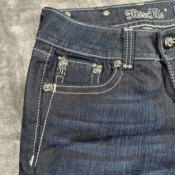 Miss Me Jeans Women’s 27 Blue Skinny JP46565 Sequence Embroidered Flap Pockets - Picture 3 of 13